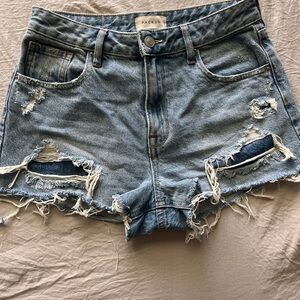 PacSun Blue Distressed Jean Shorts with Raw Hem